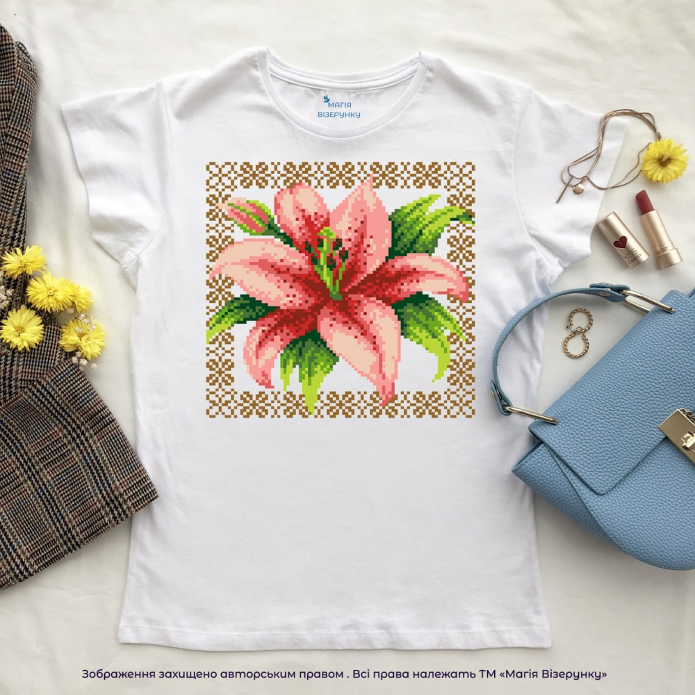 Футболка для вишивання Ф-35 Рожева лілія