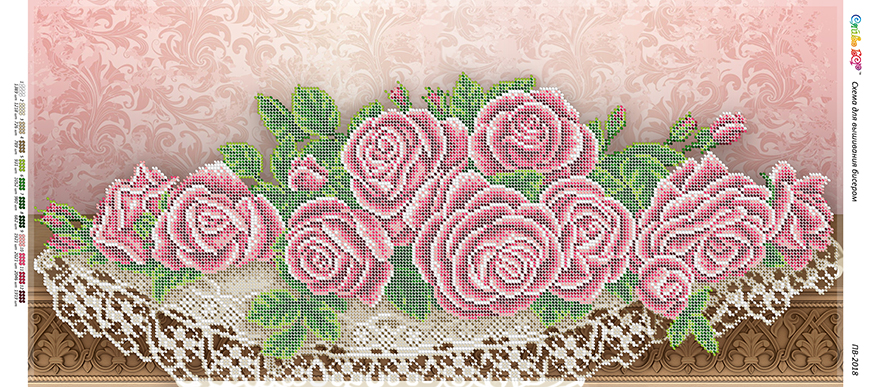 Схема для вышивки панно бисером ПВ-2018 Розовые розы