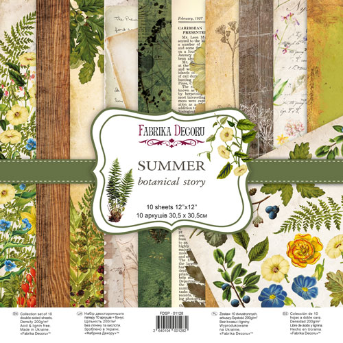 Набір скрап паперу Summer botanical story 30,5х30,5 см, 10 аркушів