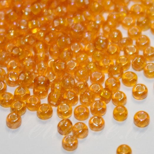 Бісер Preciosa Чехія №85068 помаранчевий прозорий з промальованою серединкою