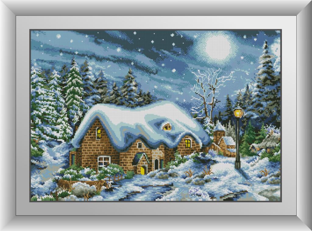 31035 Будинок в снігу. Dream Art. Набір алмазної живопису (квадратні, повна)