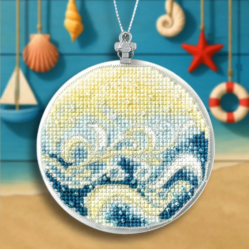 Набір для вишивання нитками по пластику двосторонньої прикраси FLX-151 Морські хвилі