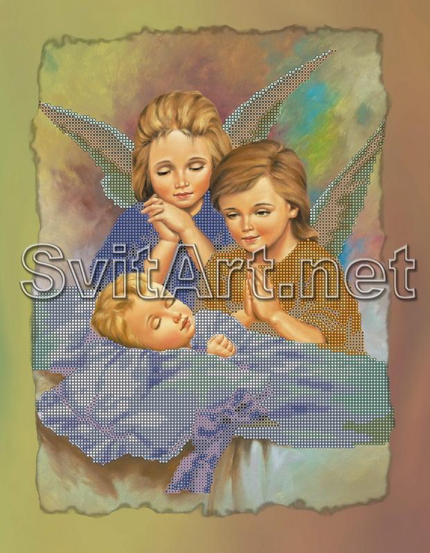 Схема для вышивки бисером на подрамнике Svit Art МИН A-224 Ангелочка и малыш