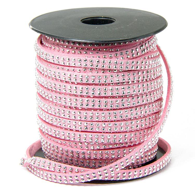 Шнур замшевый, с алюминиевыми вставками, цвет розовый  УТ100009823