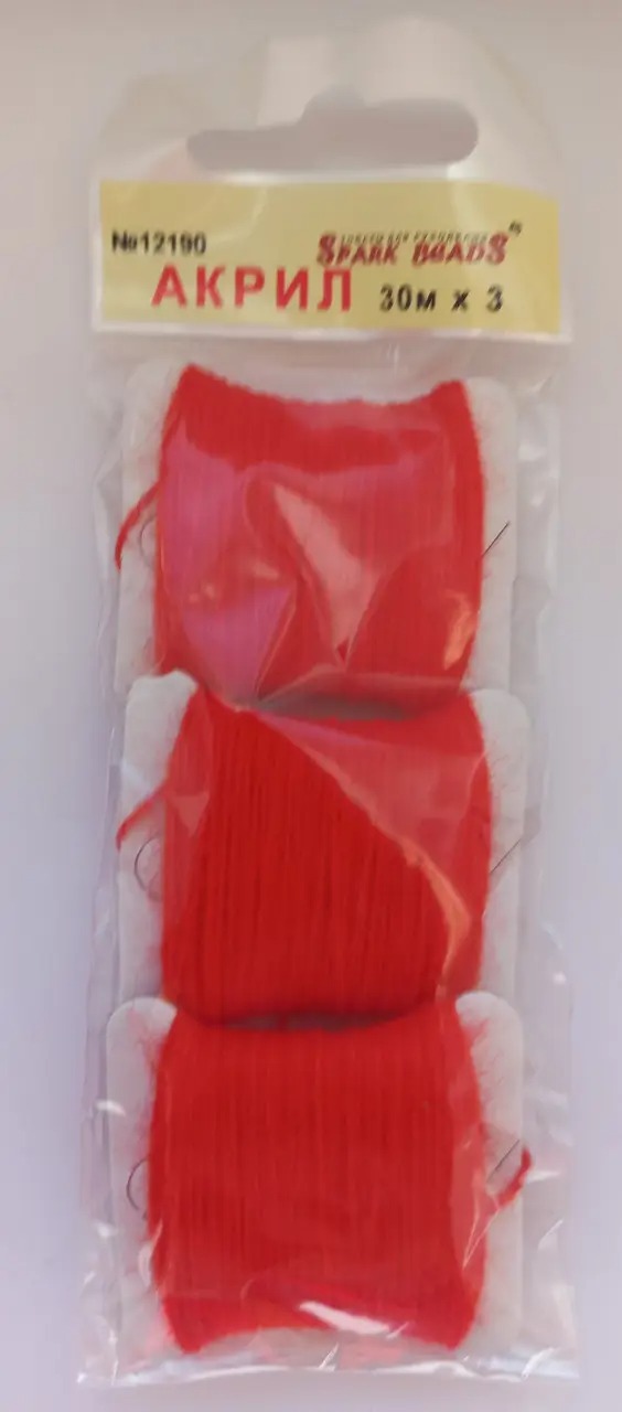 Акрилова нитка для вишивки 12190 колір червоний світлий