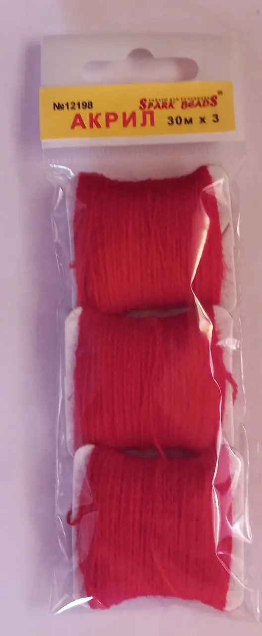 Акрилова нитка для вишивки 12198 колір яскраво рожевий