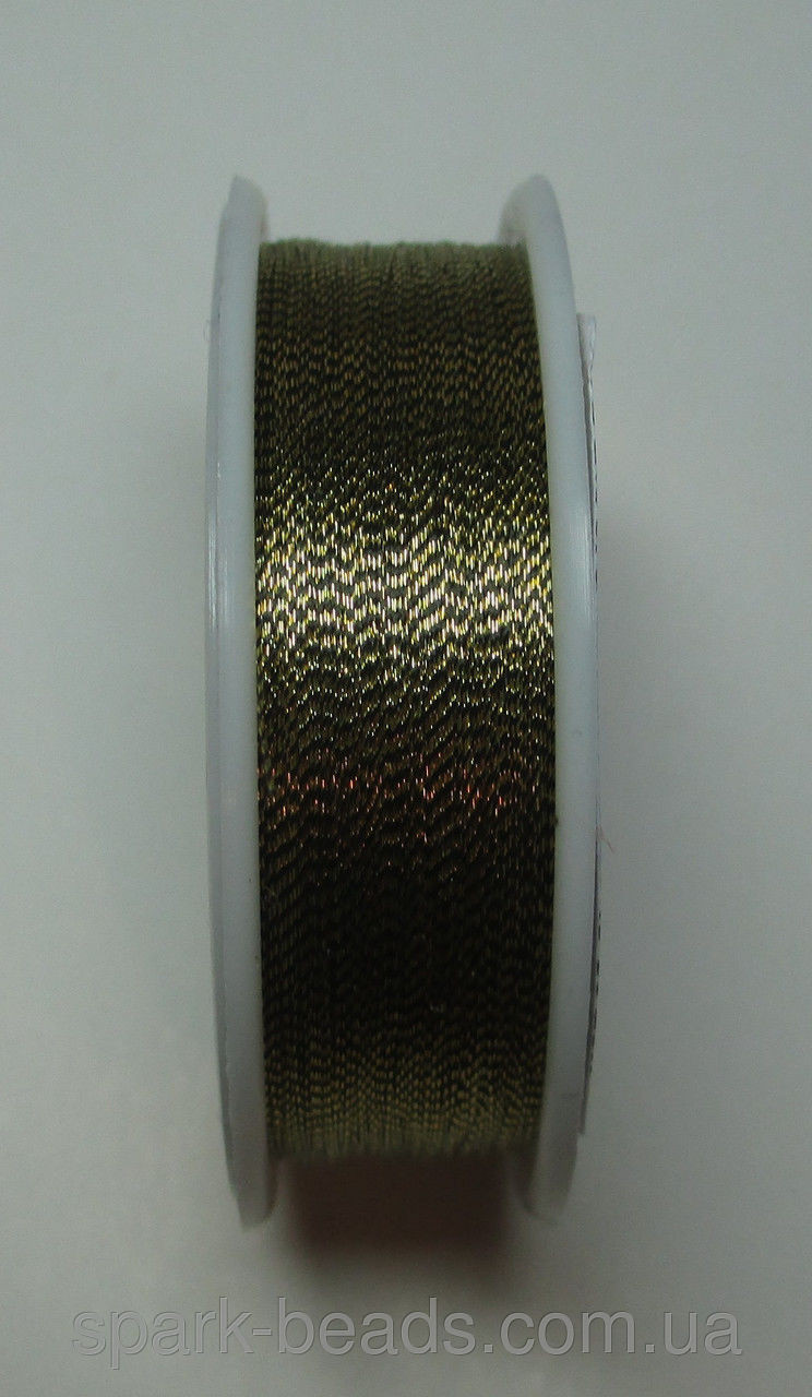 Люрекс Аллюр металлизированная нить круглая 15. Цвет золото (оливковый)