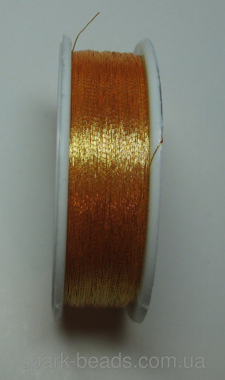Люрекс Алюр металізована нитка кругла 04. Колір золото (оранж яскравий)