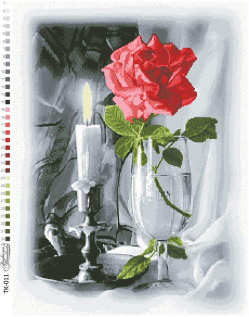 Схема для вышивки ''Роза и свечка''