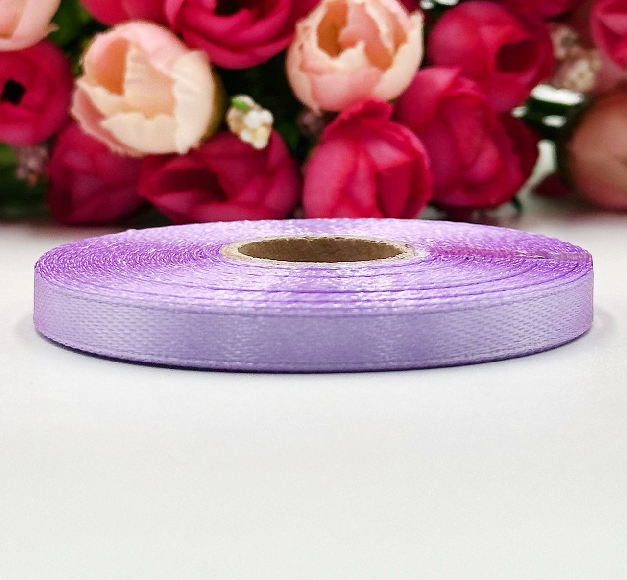 Атласна стрічка для вишивки та декору 6мм, колір - ніжно-бузковий