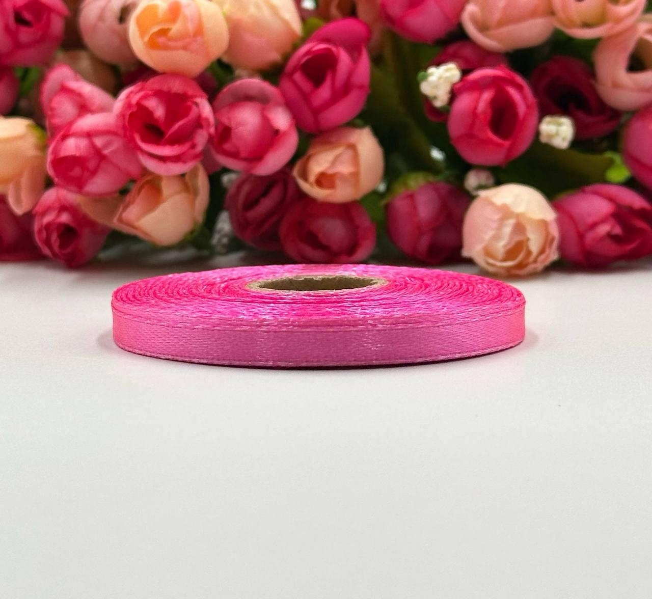 Атласна стрічка для вишивки та декору 6мм, колір - малиновий