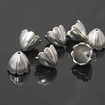 Конус шапочки для намистин, металеві, колір античне срібло УТ0030390