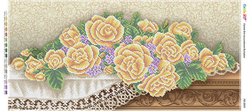Схема для вышивки панно бисером ПВ-2019 Желтые розы