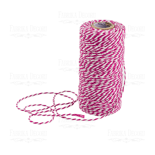 Бавовняний шовковий шнур. Білий з яскраво-рожевим