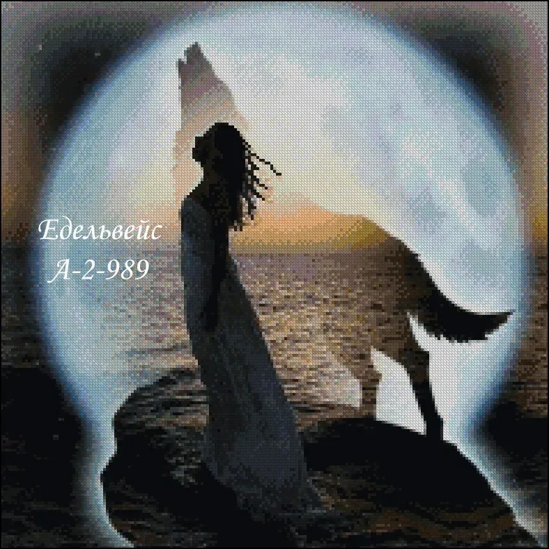 Схема для вишивання бісером або нитками А-2-989 Дівчина вовчиця