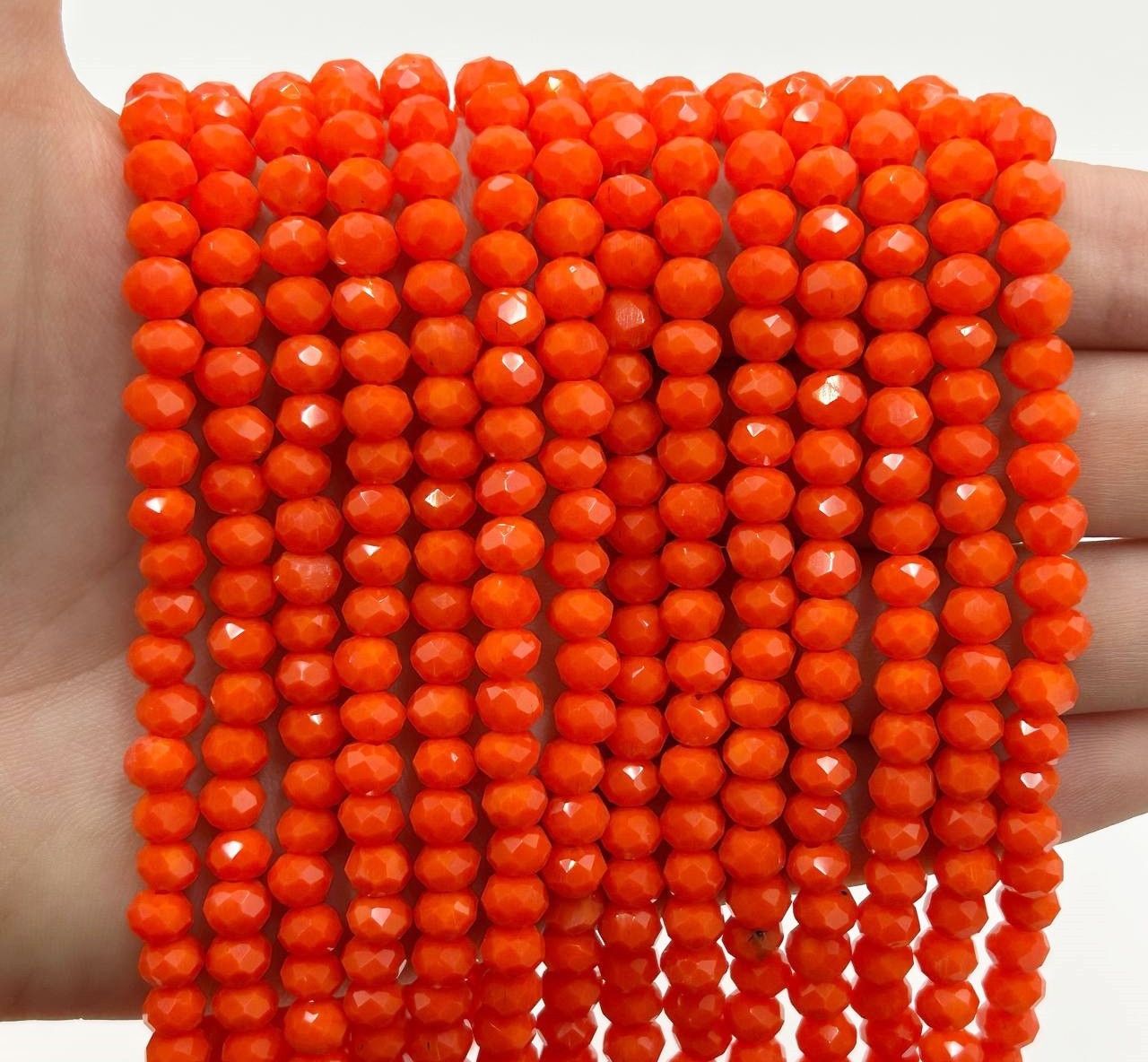 Намистини кришталев (рондель) 6х4мм колір непрозорий помаранчевий №48