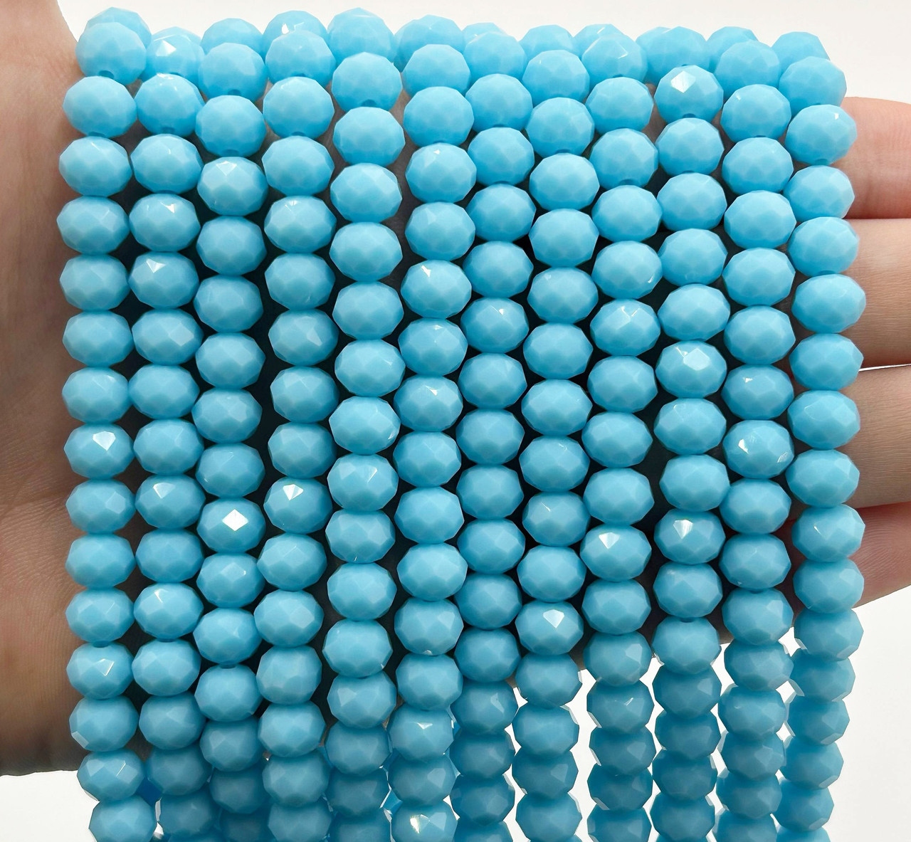 Намистини кришталев (рондель) 8х6мм колір непрозорий блакитний №15