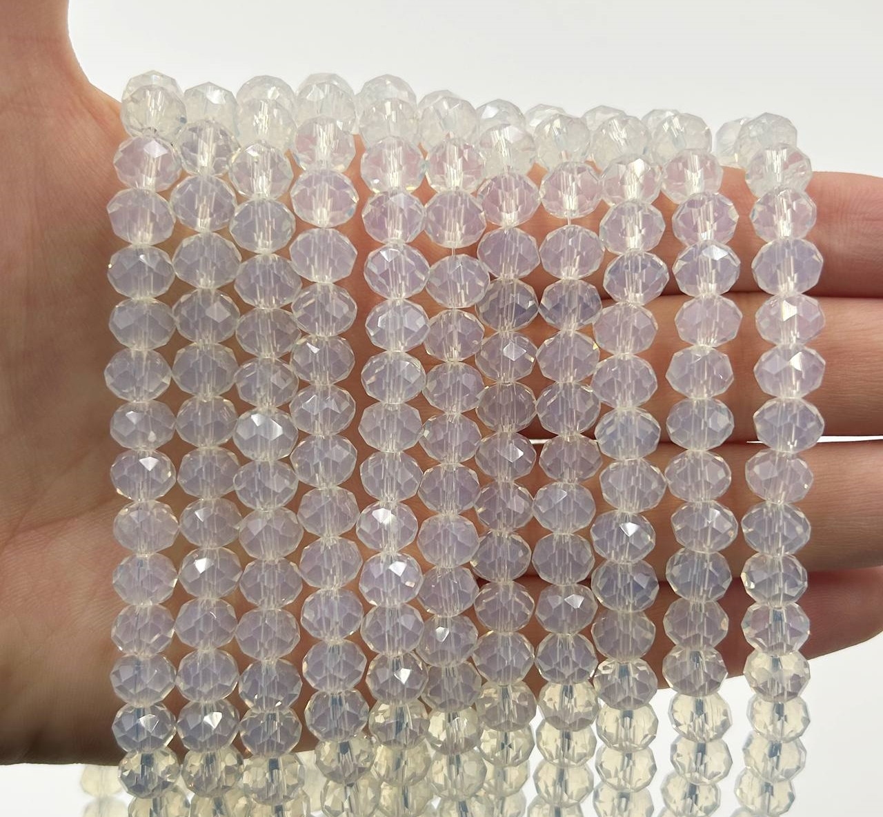 Намистини кришталев (рондель) 8х6мм колір прозорий місячний