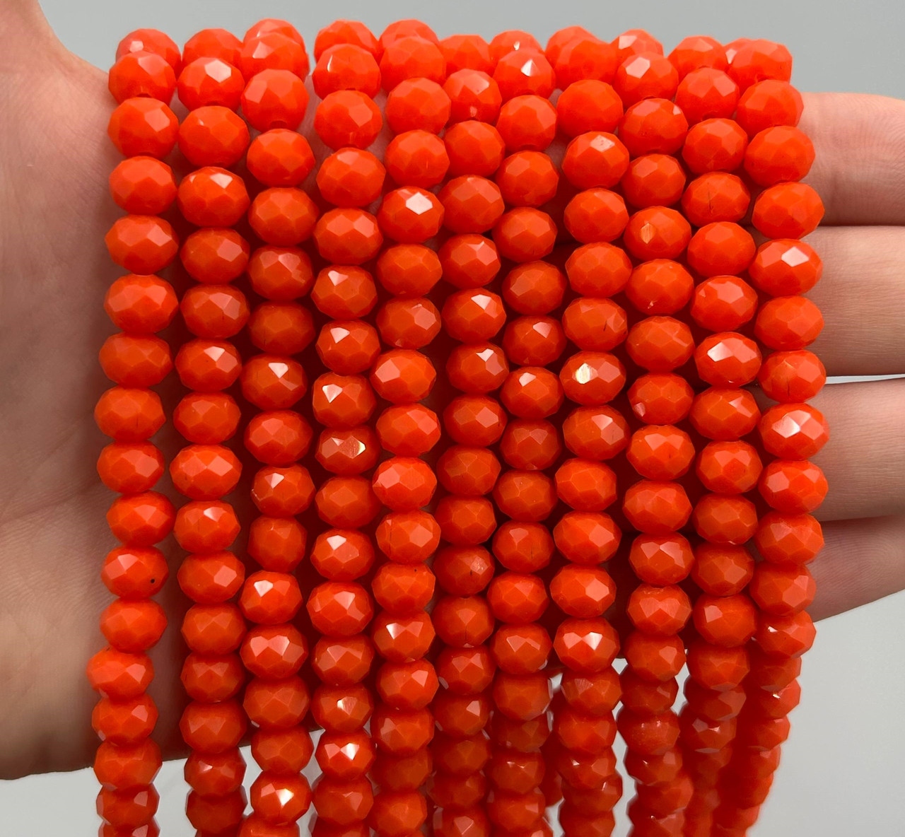 Намистини кришталев (рондель) 8х6мм колір непрозорий помаранчевий №23