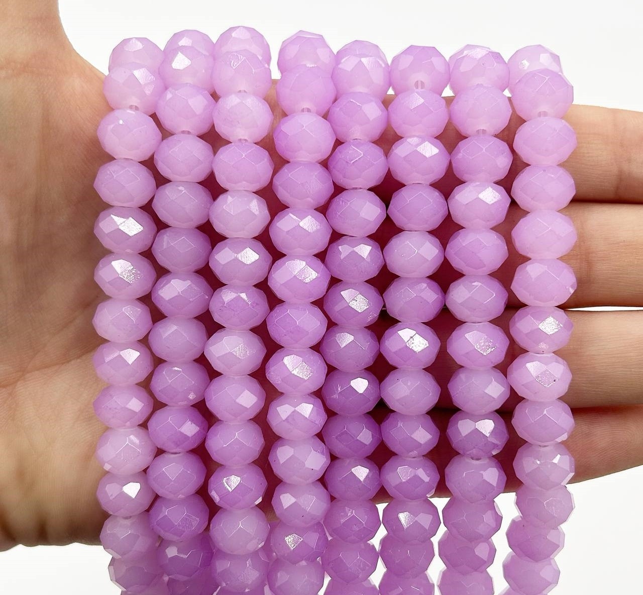 Намистини кришталев (рондель) 10х8мм колір напівпрозорий бузковий №100