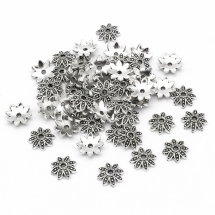 Шапочки для намистин, метал, квітка, колір античне срібло 9х2мм УТ0029221