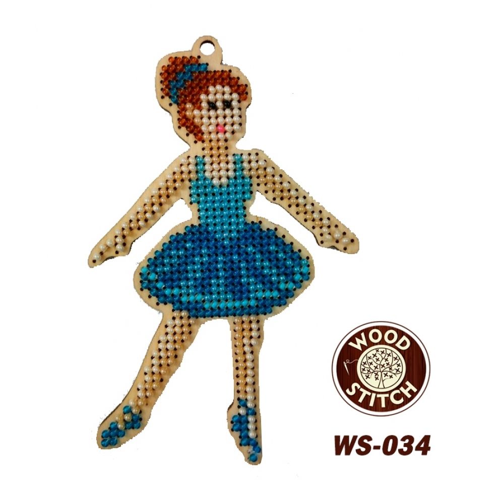 Набір для вишивки бісером на дерев'яній основі WS-034 Ялинкова іграшка Балерина