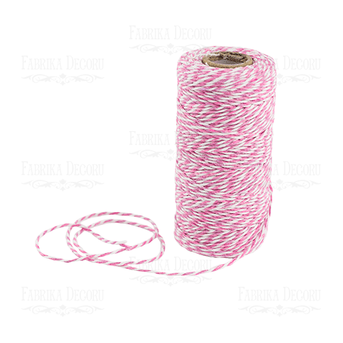 Бавовняний шовковий шнур. Білий з ніжно-рожевим