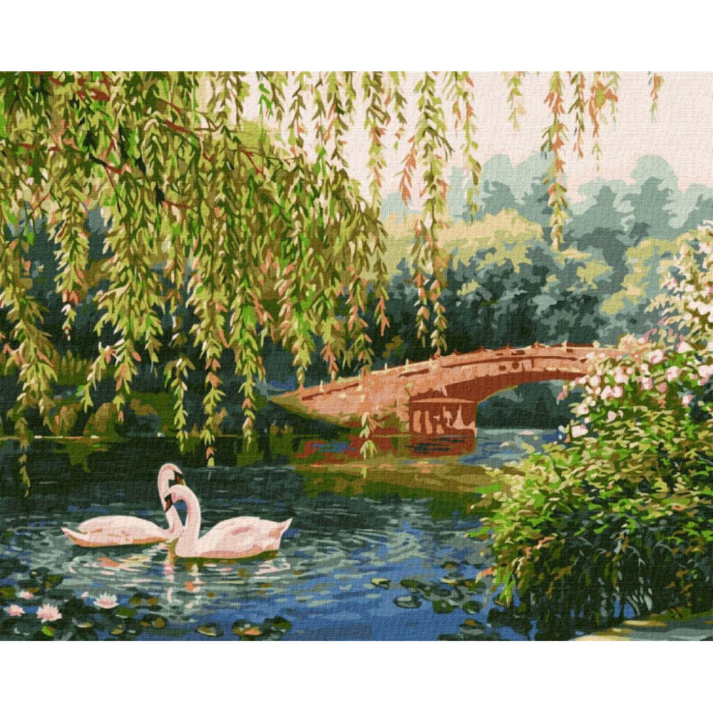 Набір для малювання картини за номерами КНО4359 Лебеді на озері ©Сергій Лоба