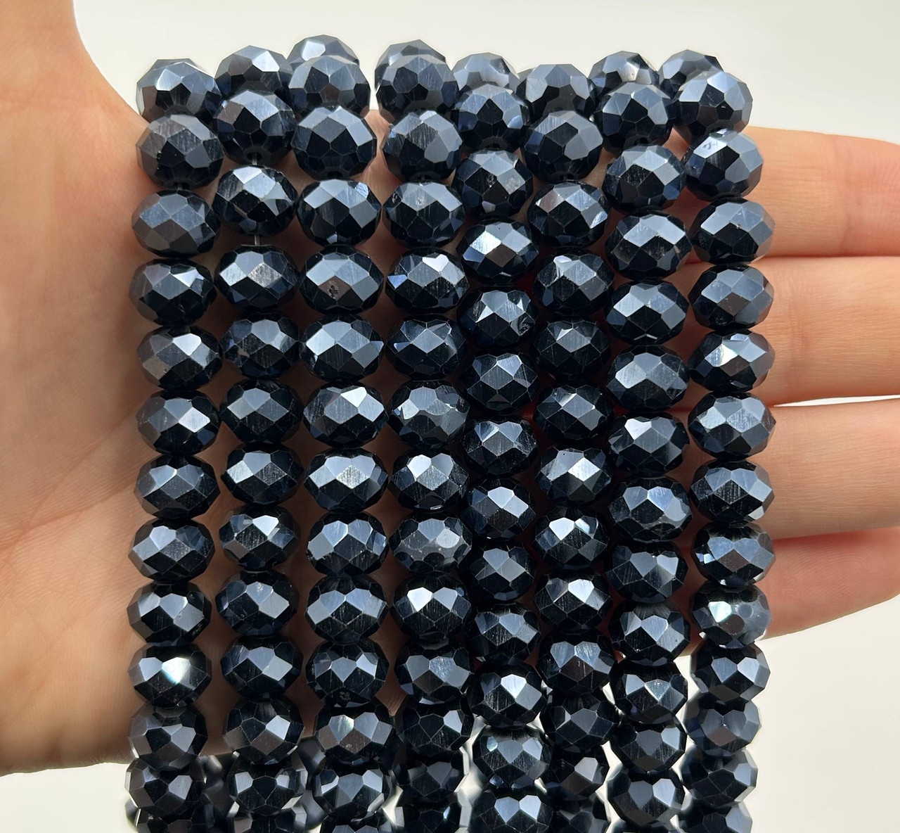 Намистини кришталев (рондель) 10х8мм колір непрозорий графітовий №106