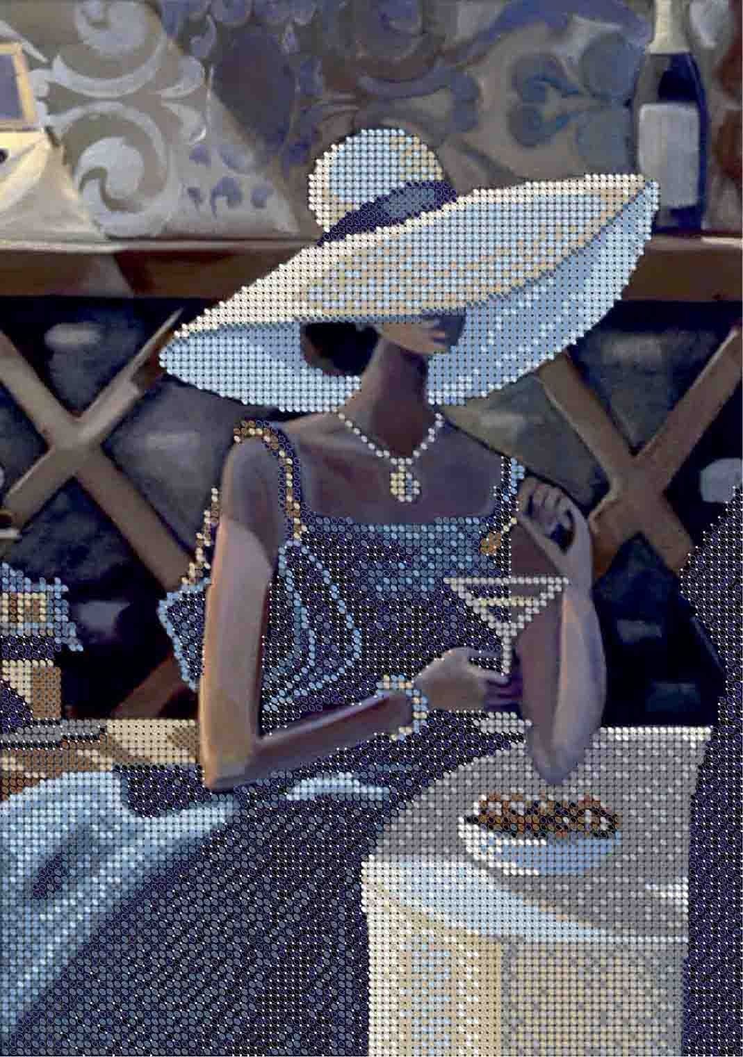 Схема для вишивки бісером А4-К-674 Жінка в капелюсі 