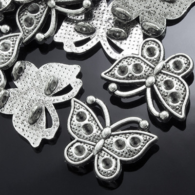 Конектор-сеттінг метелик, під стрази, колір античне срібло 