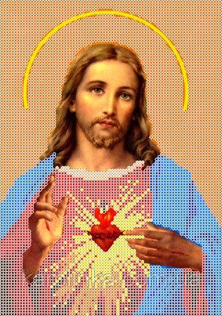 Схема для вышивки бисером Святое Сердце Иисуса 