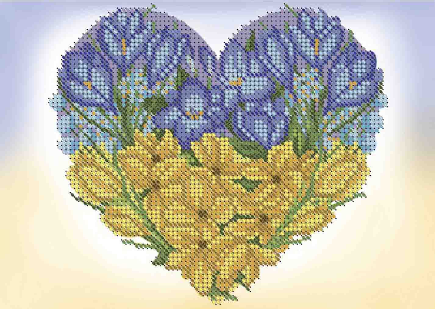 Схема для вишивки бісером А5-Д-507 Квітуче серце України