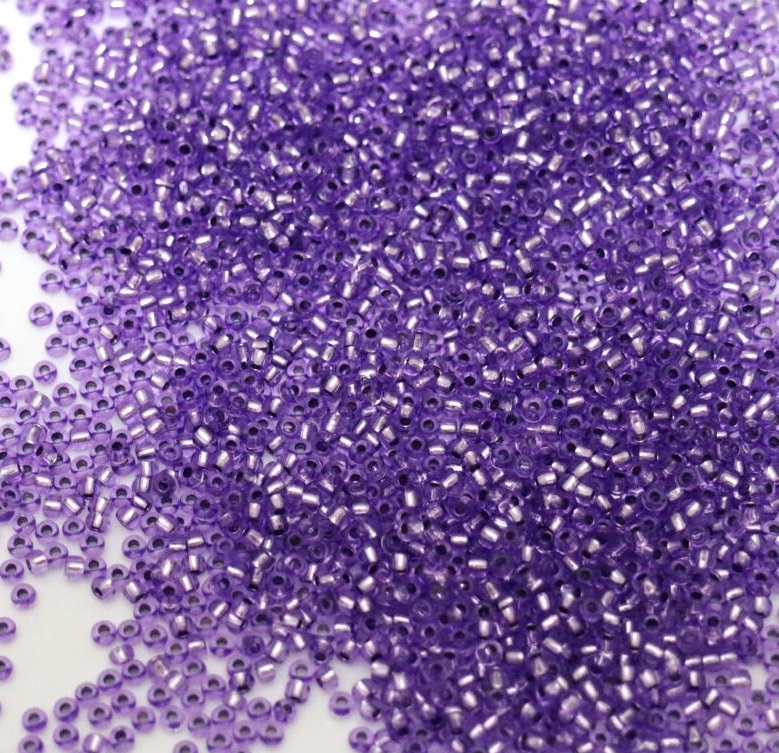 Бісер Preciosa Чехія №78623 фіолетовий, кристальний сольгель з блискучим срібним отвором