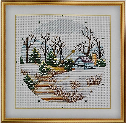 Набір для вишивання хрестом 197240 Годинник Зимові сходинки