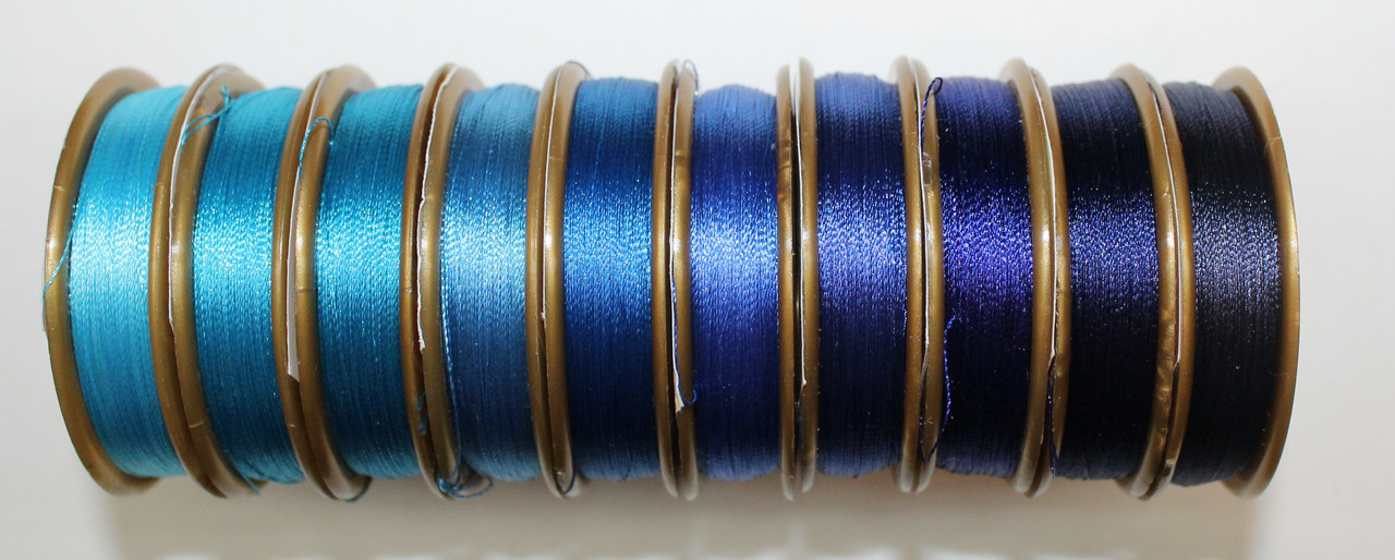 Нитка для вишивки бісером Лантан мікс синьо-блакитний №1 з 10 кольорів