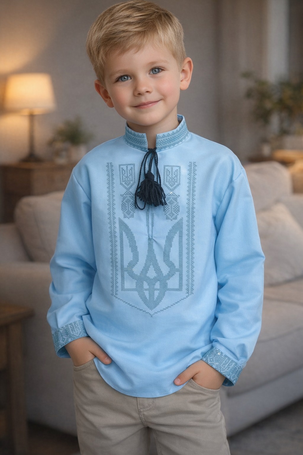 Пошита сорочка для хлопчика під вишивку № 034-ПХС