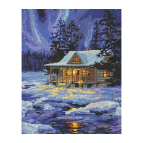 71-20072 Набір для вишивання (гобелен) DIMENSIONS Winter Sky Cabin '' Зимова хатина ''