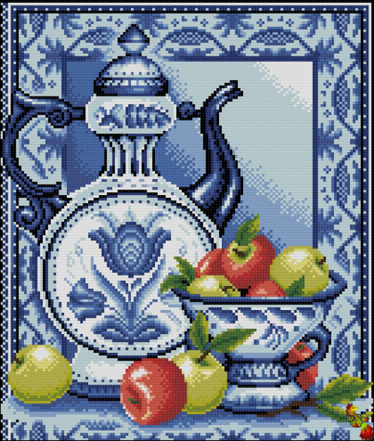 Схема для вишивання бісером ПК3-3009 Гжель: наливне яблучко