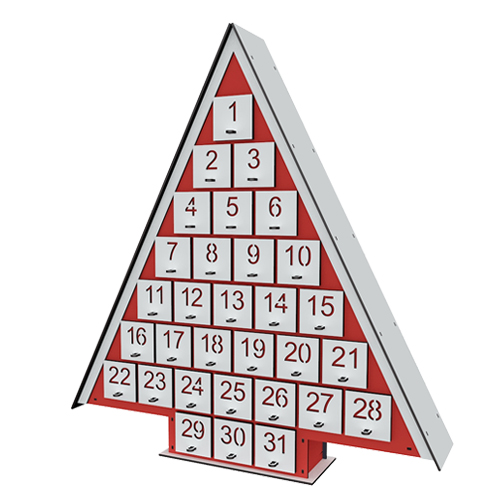Адвент календар Ялинка на 31 день з вирізаними цифрами, DIY конструктор FDPO-387-4-1