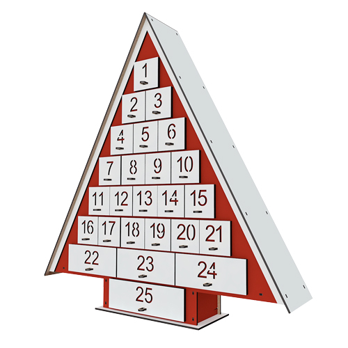 Адвент календар Ялинка на 25 днів з вирізаними цифрами, DIY конструктор FDPO-385-4-1