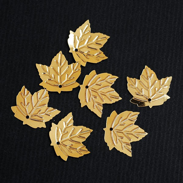 Пайетки кленовый лист золотой