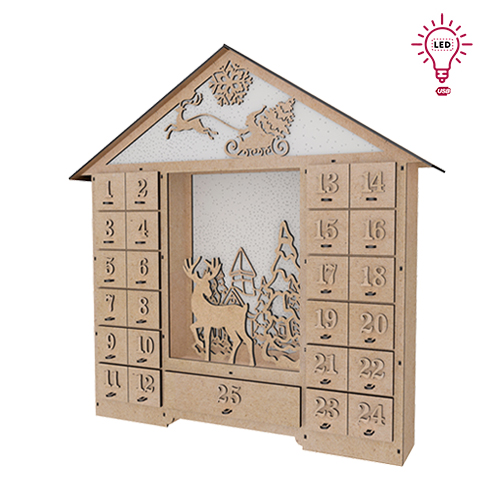 Адвент календар Казковий будиночок з фігурками на 25 днів з об'ємними цифрами, DIY конструктор 