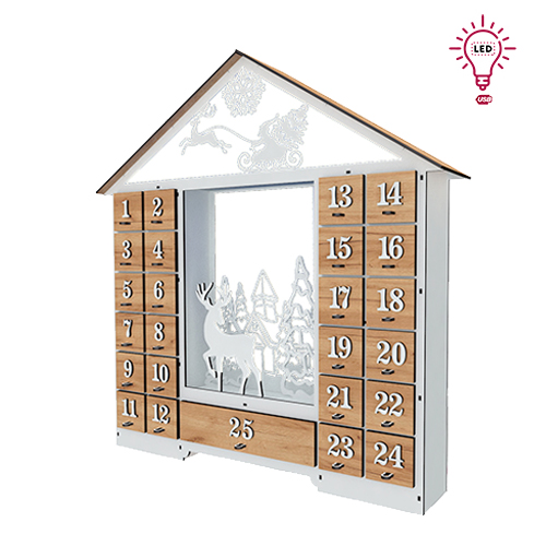 Адвент календар Казковий будиночок з фігурками на 25 днів з об'ємними цифрами, DIY конструктор 