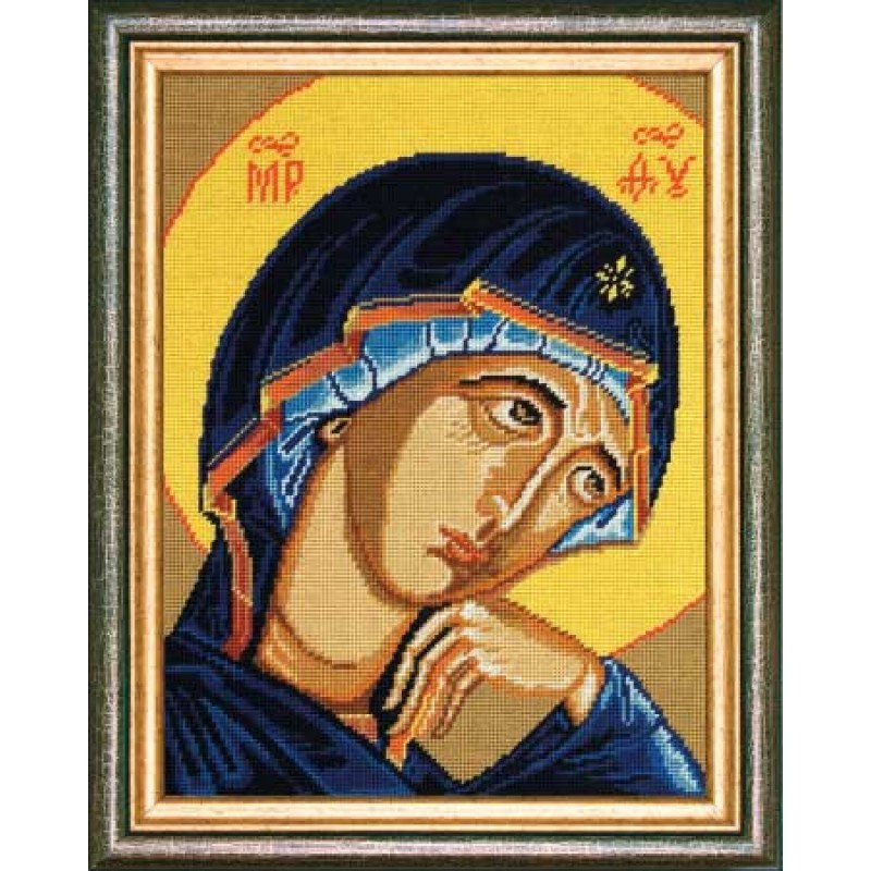 Схема на канве под вышивку нитками J-09. МАТЕРЬ БОЖЬЯ СКОРБЯЩАЯ