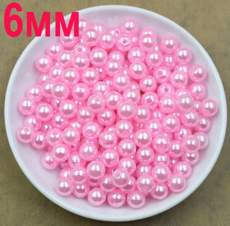 Пластикові перли намистини 6мм ''SOHHI якість'', рожеві