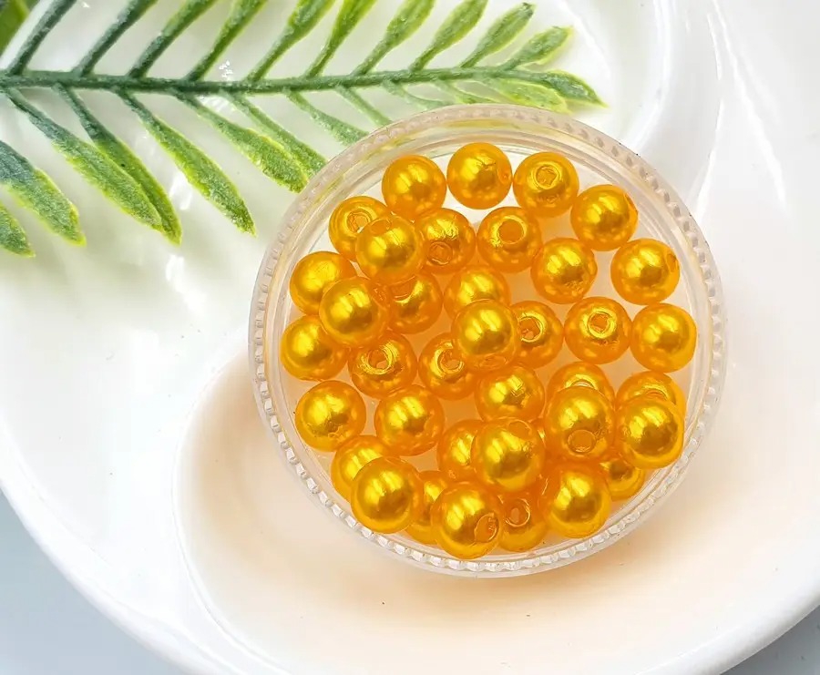 Пластикові перли намистини 6мм ''SOHHI якість'', жовто-оранжевий