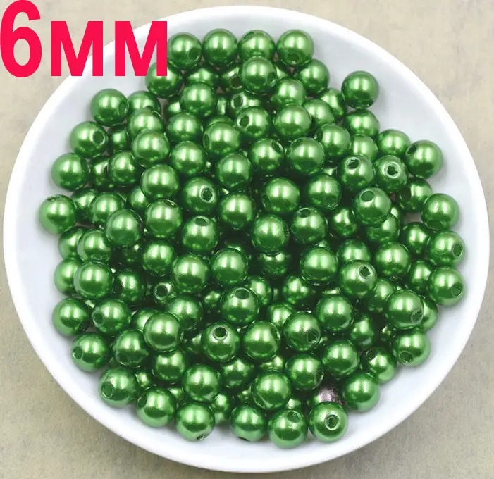 Пластикові перли намистини 6мм ''SOHHI якість'', зелені