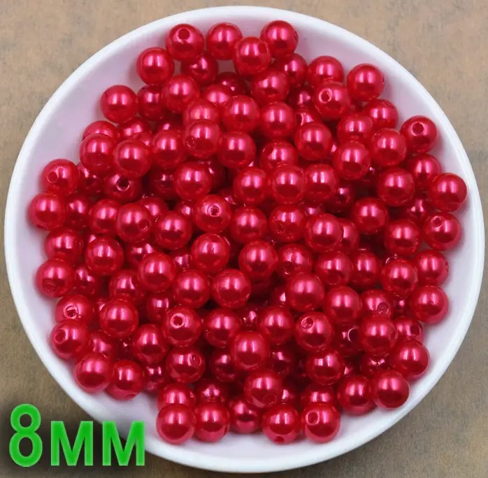 Пластикові перли намистини 8мм ''SOHHI якість'', червоні