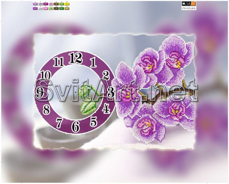 Схема для вышивки бисером на подрамнике часов ХВ FV-112